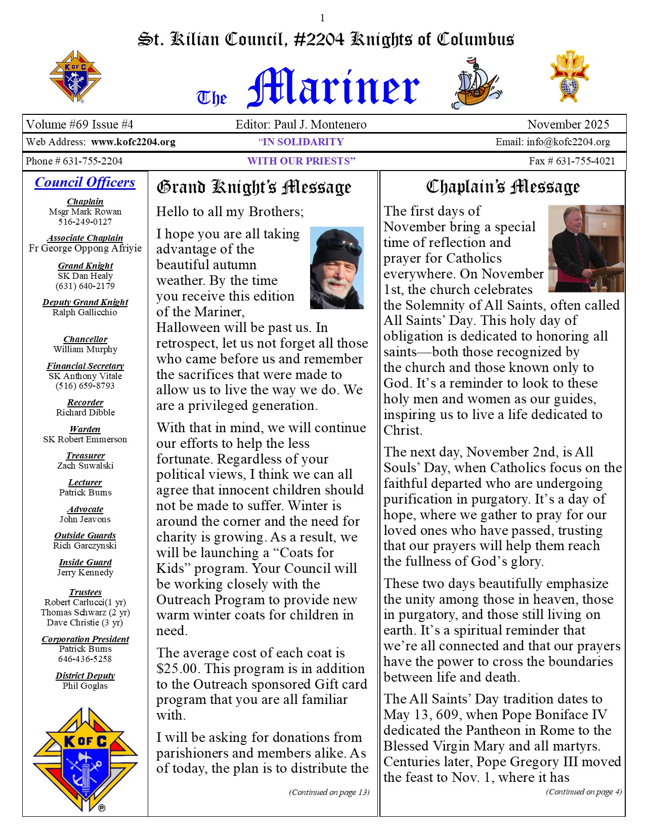 Current issue of the Mariner for Council #2204